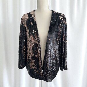 TORRID Reversible Black Metallic Sequin Blazer Jacket Size 3X/4X